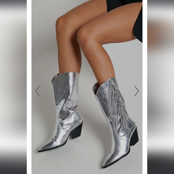 BILLINI Cowgirl Boots ANDE Silver Fringe 🔥❤️🩶 Women's Size 7 NEW - Picture 2 of 16